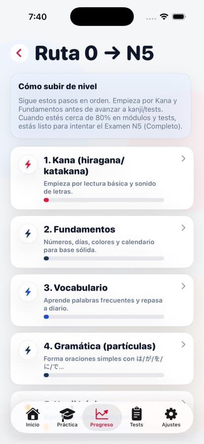 Pantalla de ajustes y personalización de DarumaGo